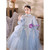 In Stock:Ship in 48 Hours Blue Long Sleeve Flower Girl Dress