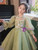 In Stock:Ship in 48 Hours Green Tulle Sequins Long Sleeve Flower Girl Dress