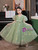 In Stock:Ship in 48 Hours Green Tulle V-neck Flower Girl Dress