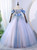 Blue Tulle Appliques Bow Quinceanera Dress
