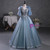 Blue Tulle Sequins V-neck Quinceanera Dress