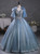 Blue Tulle Sequins V-neck Quinceanera Dress