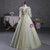 Green Tulle V-neck Backless Flower Quinceanera Dress