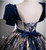 Blue Short Sleeve Square Quinceanera Dress