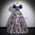 Blue Short Sleeve Square Quinceanera Dress