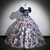 Blue Short Sleeve Square Quinceanera Dress