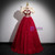 Burgundy Ball Gown Puff Sleeve Quinceanera Dress