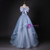 Blue Tulle Sequins Bow Quinceanera Dress