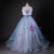 Blue Tulle Sequins Bow Quinceanera Dress