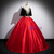 Red Satin Black Velvet Appliques Quinceanera Dress