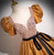 Orange Puff Sleeve Sequins Quinceanera Dress