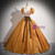 Orange Puff Sleeve Sequins Quinceanera Dress
