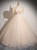 Champagne Tulle Sequins Short Sleeve Quinceanera Dress