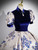 Navy Blue Short Sleeve High Neck Quinceanera Dress 