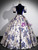 Navy Blue Short Sleeve High Neck Quinceanera Dress 