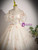 Champagne Tulle Print Off the Shoulder Beading Quinceanera Dress