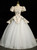 Blue Tulle Short Sleeve Quinceanera Dress