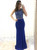 Crystals Beaded Dark Blue Chiffon Mermaid Prom Dresses Floor Length 2017