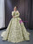 Yellow Green Long Sleeve Tiers Prom Dress