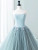 Blue Satin Tulle Strapless Beading Prom Dress