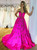 Fuchsia Satin Sweetheart Neck Long Prom Dresses 2017