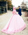 Muslim Pink Flowers Ball Gown Prom Dresses 2017