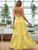Women Yellow Big Swing Straps Long Dress