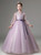 Purple Tulle Long Sleeve Pleats Beading Flower Girl Dress