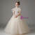 Champagne Tulle Sequins Puff Sleeve Flower Girl Dress