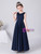 Dark Blue V-neck Flower Girl Dress