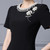 Black Short Sleeve Pearls Mother Of The Bride Dress