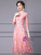 Pink V-neck 3/4 Sleeve Embroidery Mother Of The Bride Dress