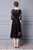 Black Beading Tulle Embroidery Short Sleeve Mother Of The Bride Dress