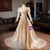 Champagne Satin Long Sleeve Wedding Dress