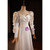 White Satin Long Sleeve Square Neck Pleats Wedding Dress