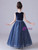 Blue Tulle Sequins Velvet Flower Girl Dress