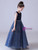 Blue Tulle Sequins Velvet Flower Girl Dress