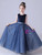 Blue Tulle Sequins Velvet Flower Girl Dress