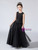 Black Tulle Sequins Bow Flower Girl Dress