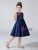 Navy Blue Satin Bow Short Flower Girl Dress