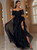 In Stock:Ship in 48 Hours Black Tulle Off the Shoulder Party Dress