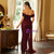 In Stock:Ship in 48 Hours Burgundy Sequins Off the Shoulder Party Dress