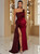 In Stock:Ship in 48 Hours Burgundy Sequins One Shoulder Party Dress
