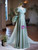 Blue Off the Shoulder Bow Prom Dress