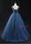 Blue Tulle Deep V-neck Pleats Beading Prom Dress