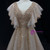 Champagne Tulle V-neck Heavy Beading Prom Dress