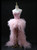 Pink Tulle Hi Lo Strapless Beading Prom Dress