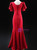 Burgundy Mermaid Square Short Sleeve Prom Dress