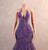 Purple Mermaid Sequins Tulle V-neck Prom Dress