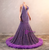 Purple Mermaid Sequins Tulle V-neck Prom Dress